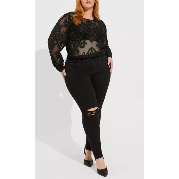 Torrid Mesh Embroidery Long Sleeve Top Plus Size 4 4X Witchy Grunge Whimsigoth - Picture 14 of 14